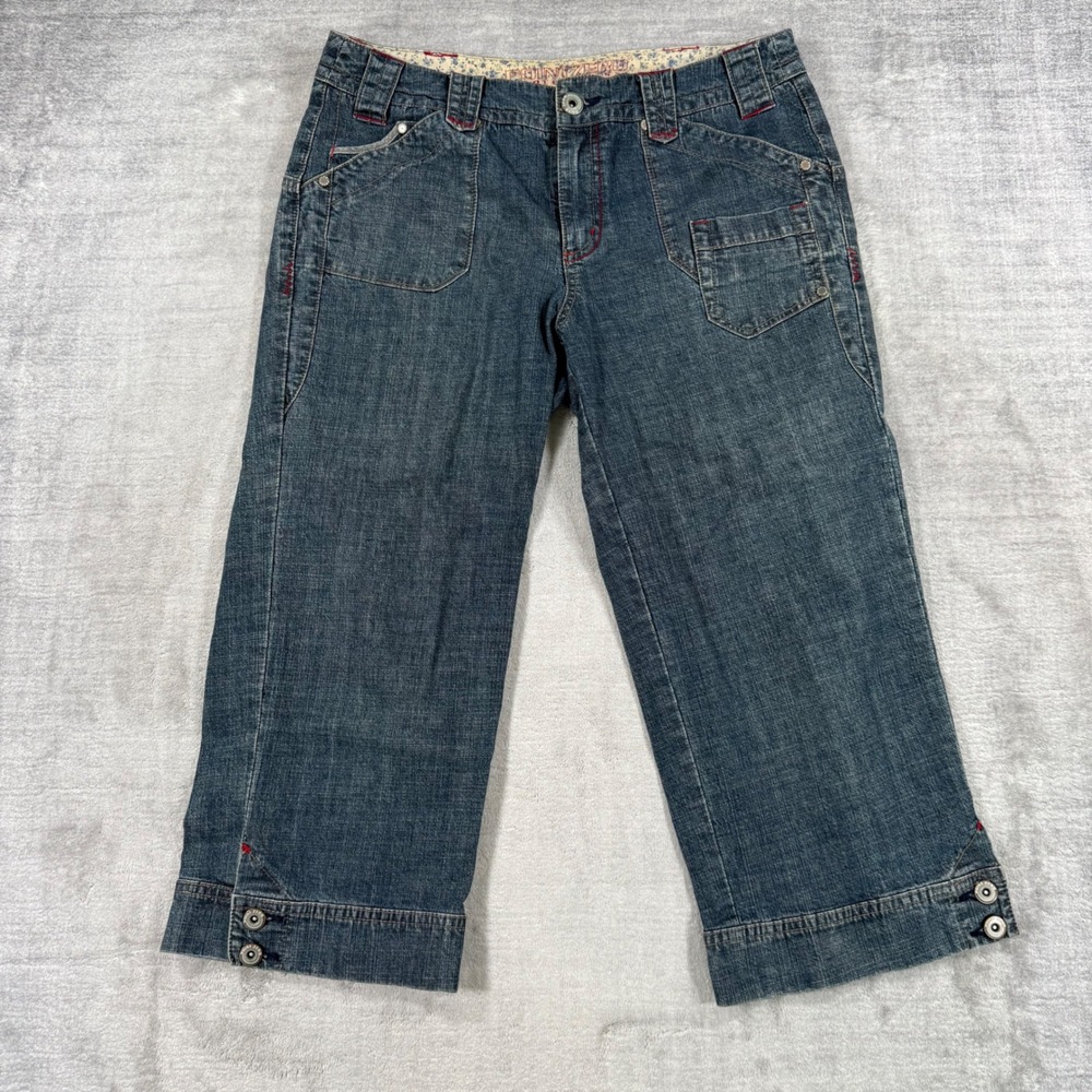 Point Zero Jeans Womens 10 Blue Denim Dark Wash Nicole Benisti Capri Y2K Cropped